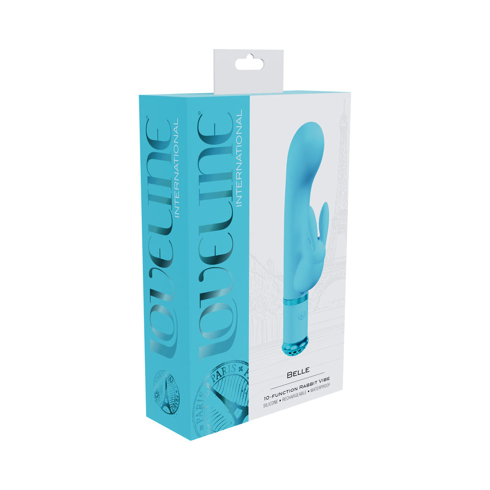 LOVELINE BELLE RECHARGEABLE SILICONE RABBIT VIBRATOR BLUE