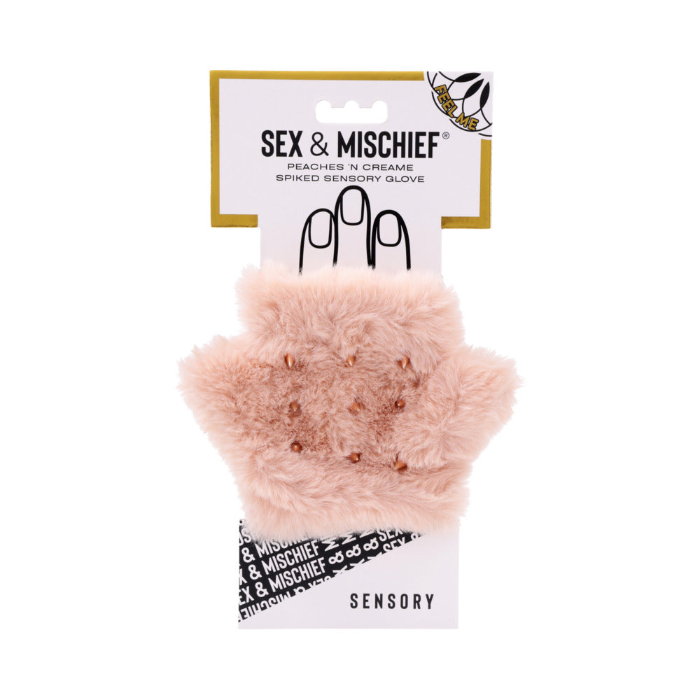 SPORTSHEETS SEX & MISCHIEF PEACHES ''N CREAME SPIKED SENSORY GLOVE