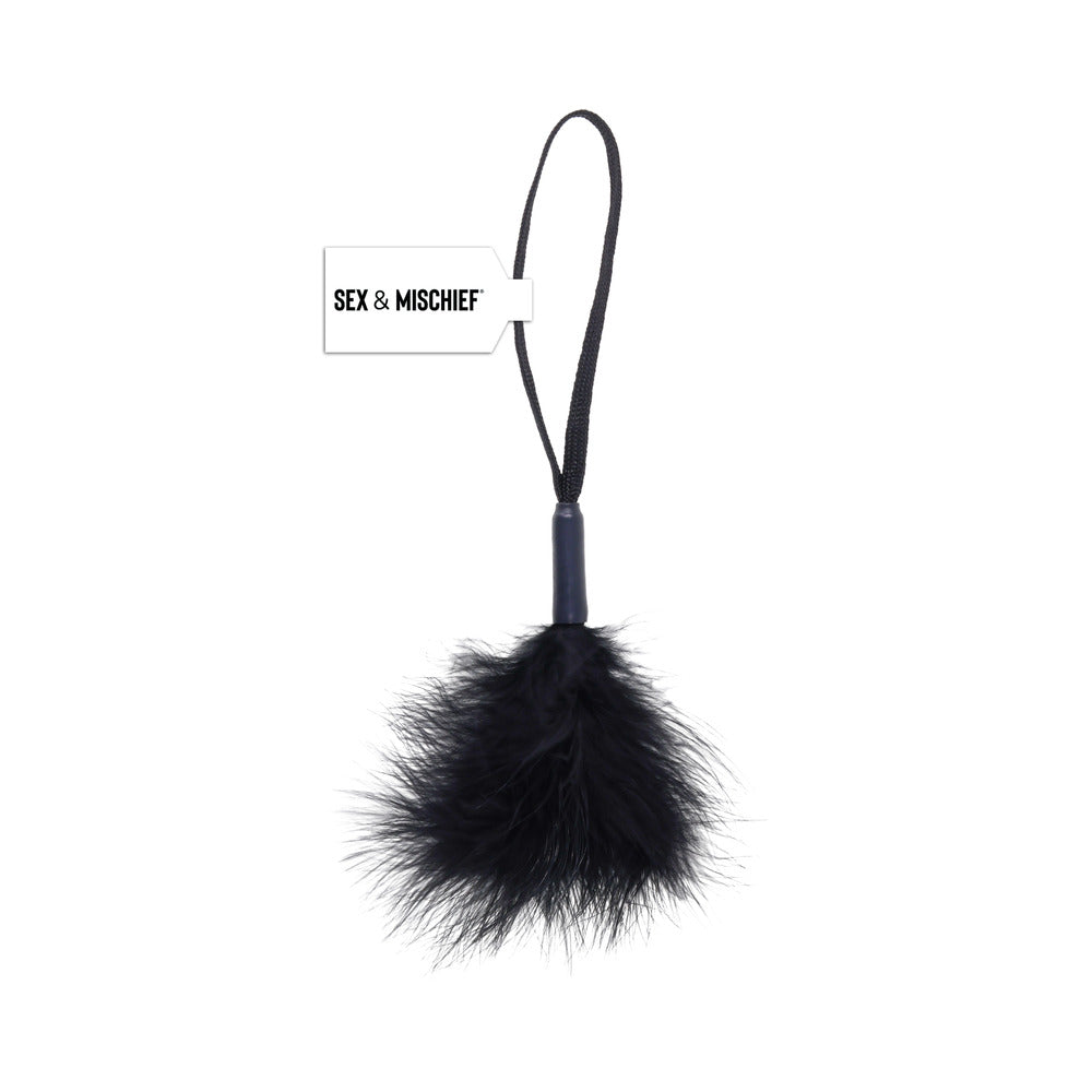 SPORTSHEETS - SEX & MISCHIEF PEACHES ''N CREAME WRIST FEATHER TICKLER BLACK