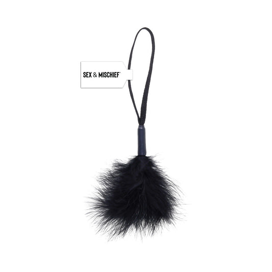 SPORTSHEETS - SEX & MISCHIEF PEACHES ''N CREAME WRIST FEATHER TICKLER BLACK