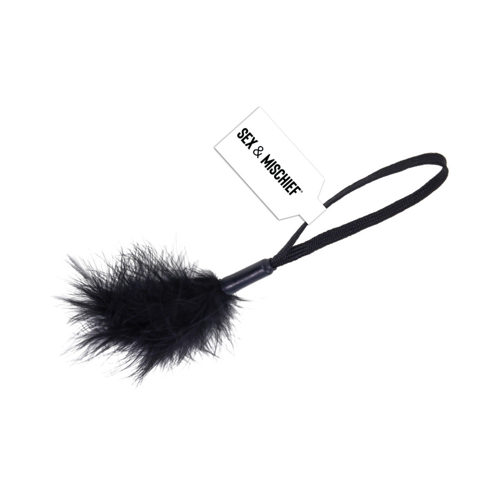 SPORTSHEETS SEX & MISCHIEF PEACHES ''N CREAME WRIST FEATHER TICKLER BLACK