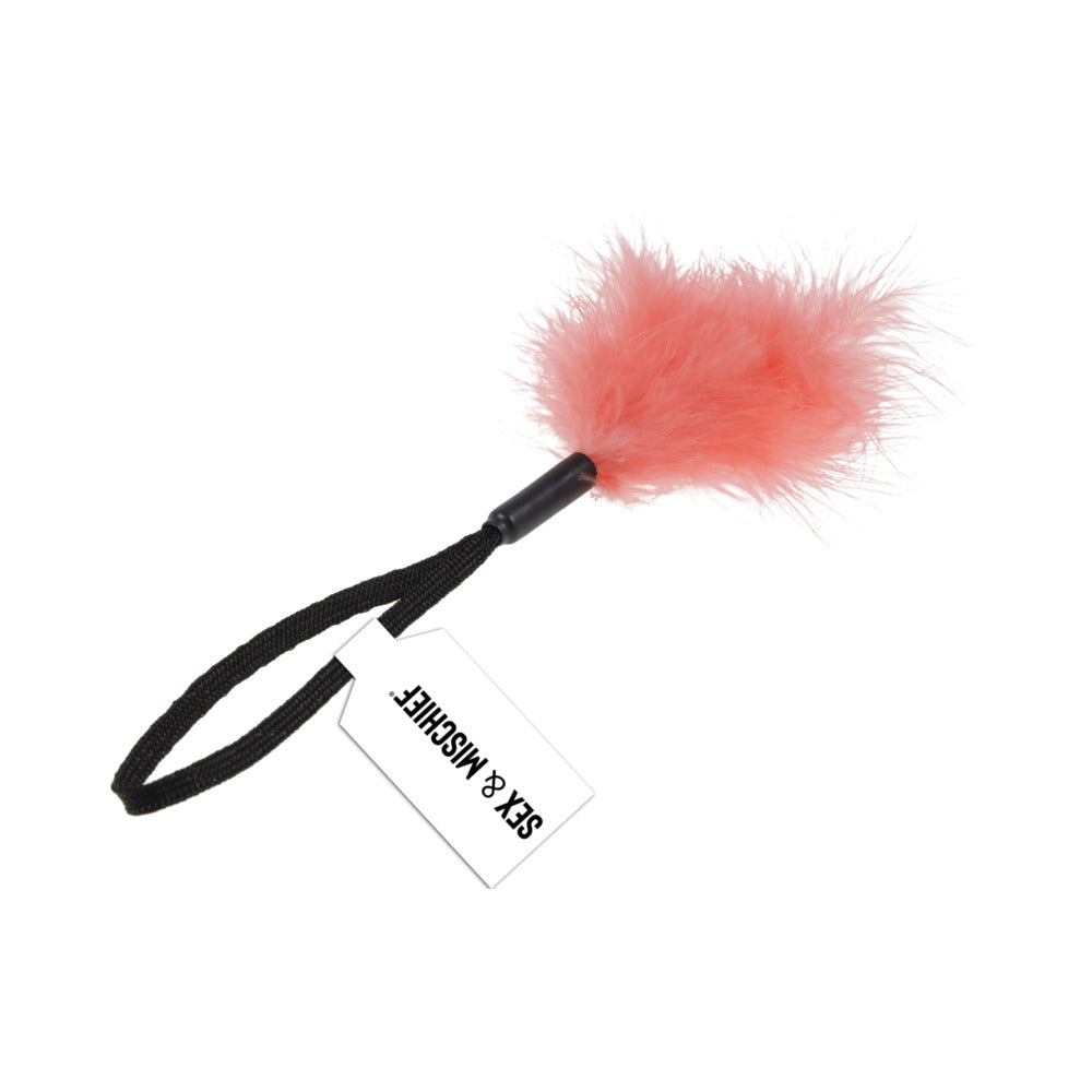 SPORTSHEETS SEX & MISCHIEF PEACHES ''N CREAME WRIST FEATHER TICKLER PEACH
