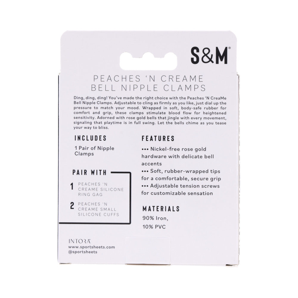 SPORTSHEETS SEX & MISCHIEF PEACHES ''N CREAME BELL NIPPLE CLAMPS