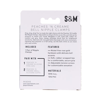 SPORTSHEETS SEX & MISCHIEF PEACHES ''N CREAME BELL NIPPLE CLAMPS