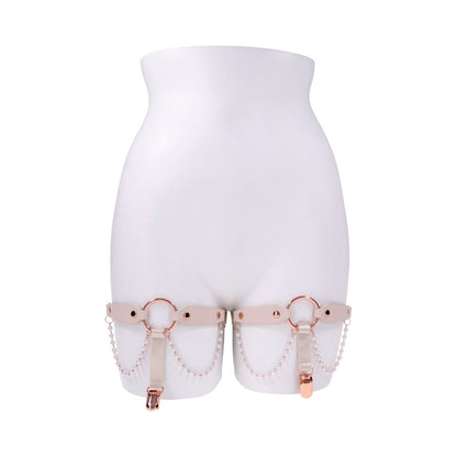 SPORTSHEETS SEX & MISCHIEF PEACHES ''N CREAME PEARL GARTERS