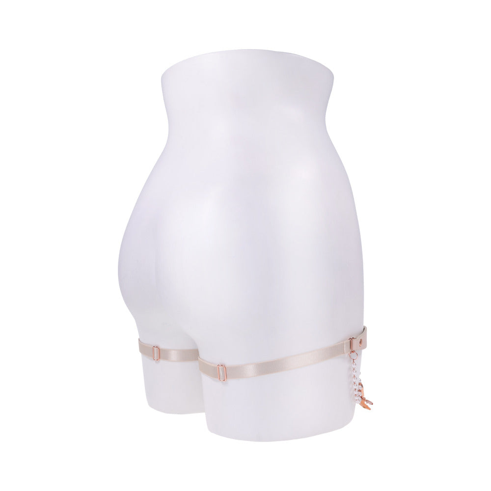 SPORTSHEETS SEX & MISCHIEF PEACHES ''N CREAME PEARL GARTERS