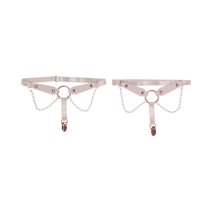 SPORTSHEETS SEX & MISCHIEF PEACHES ''N CREAME PEARL GARTERS