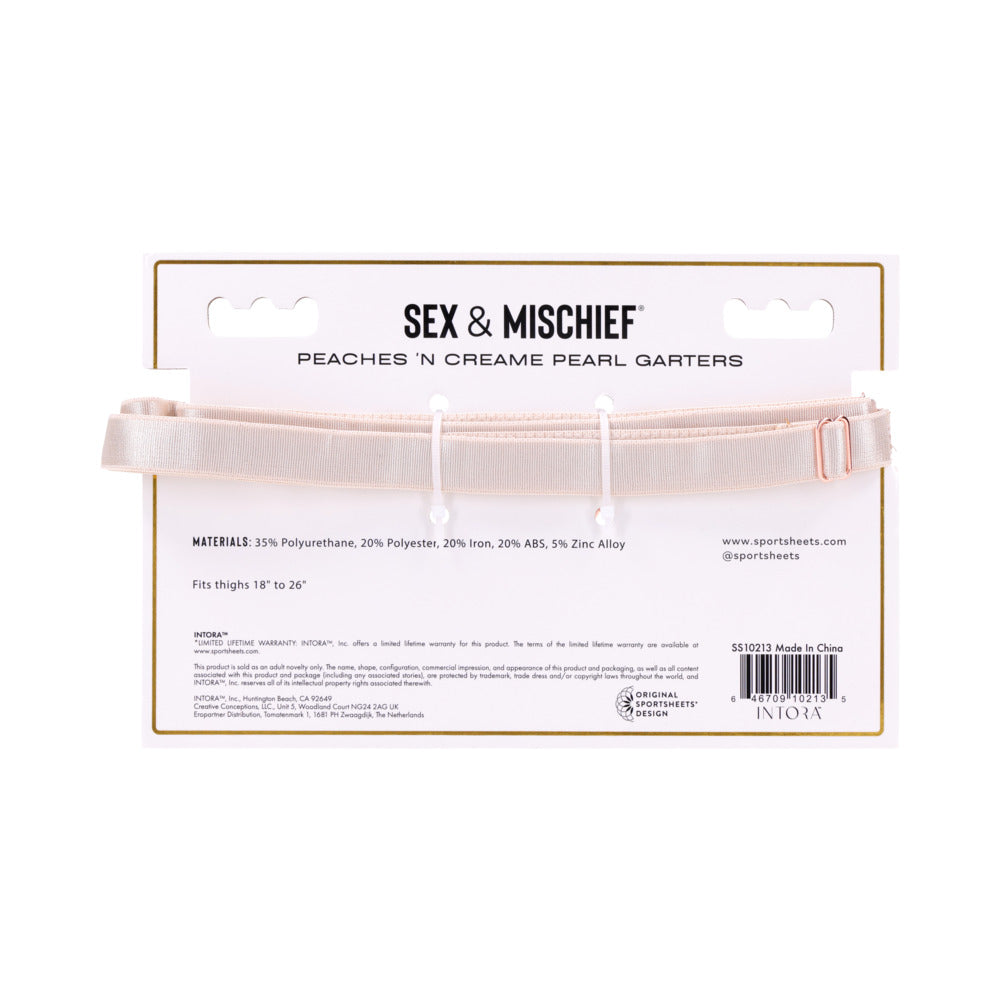 SPORTSHEETS SEX & MISCHIEF PEACHES ''N CREAME PEARL GARTERS