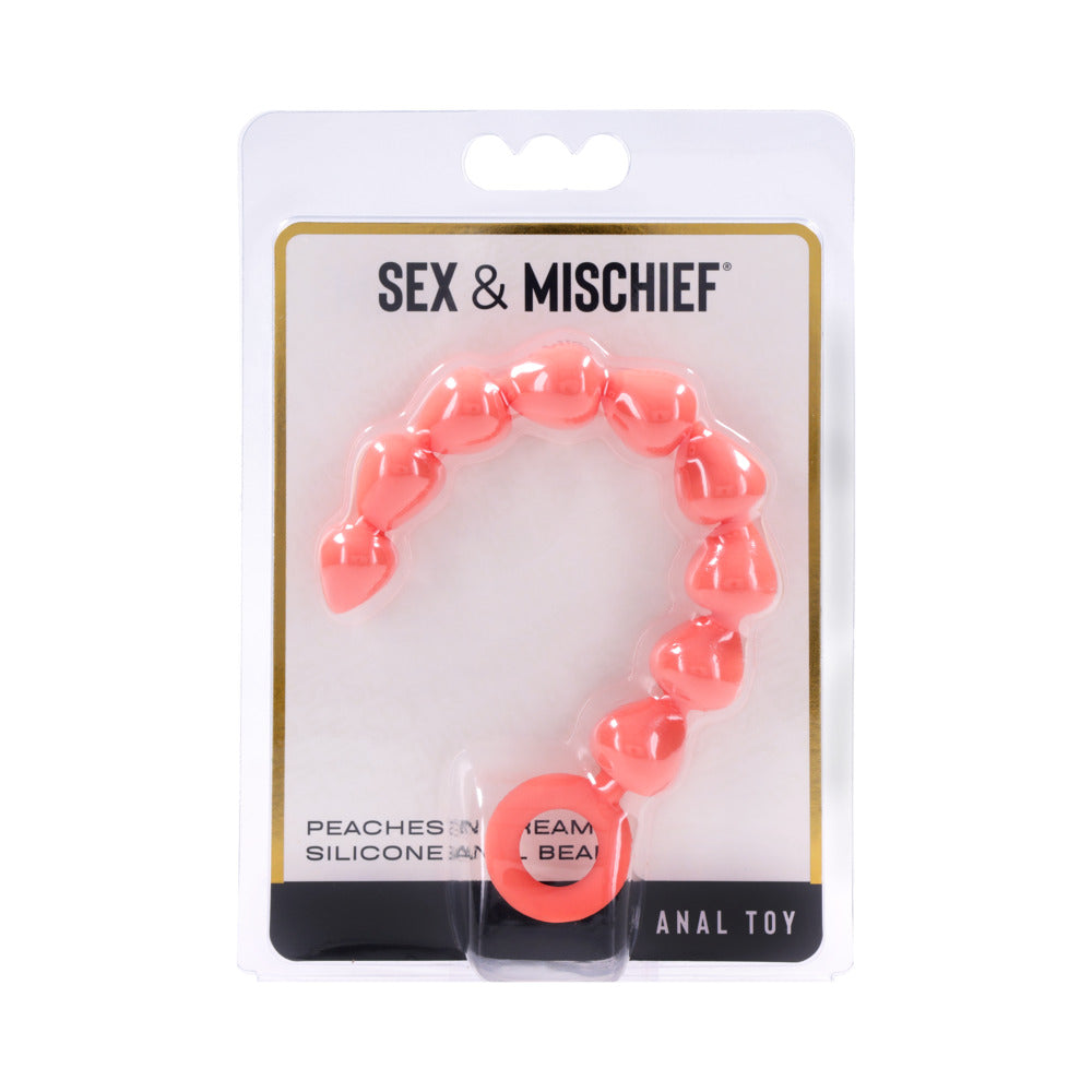 SPORTSHEETS SEX & MISCHIEF PEACHES ''N CREAME SILICONE ANAL BEADS
