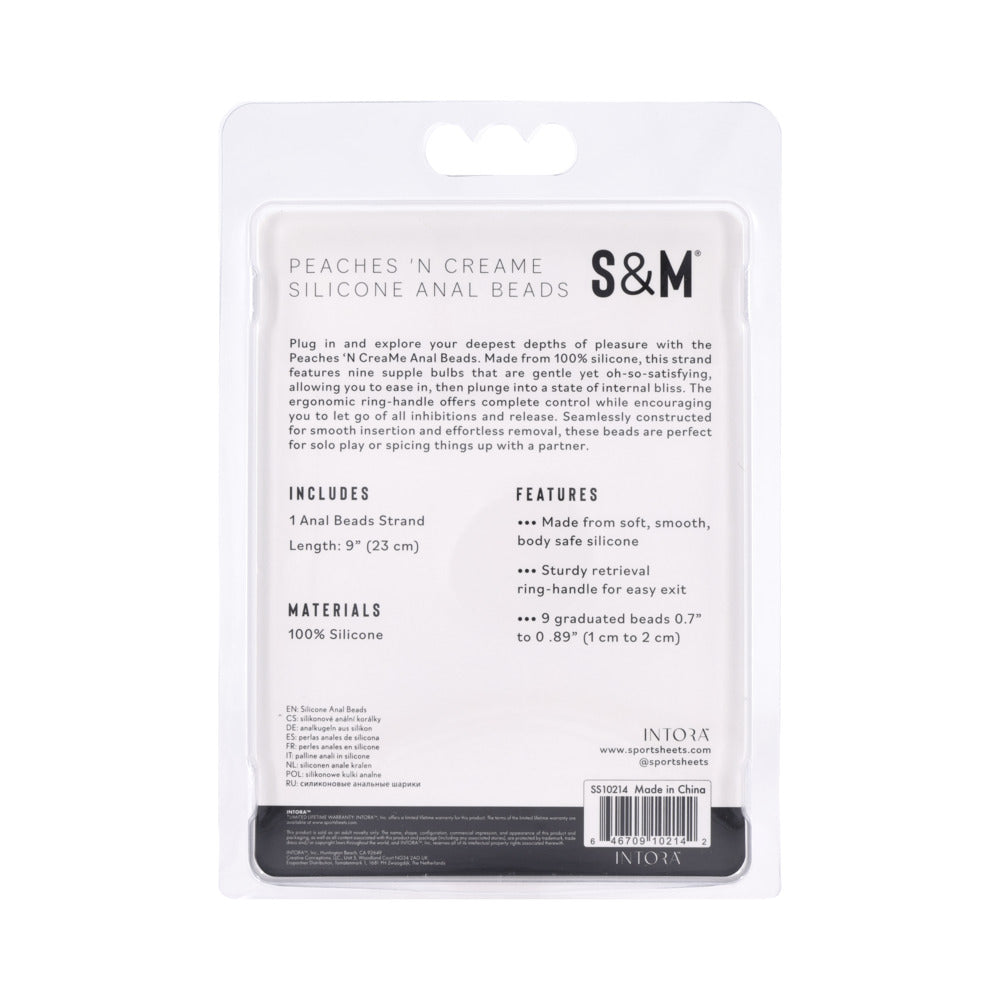 SPORTSHEETS SEX & MISCHIEF PEACHES ''N CREAME SILICONE ANAL BEADS