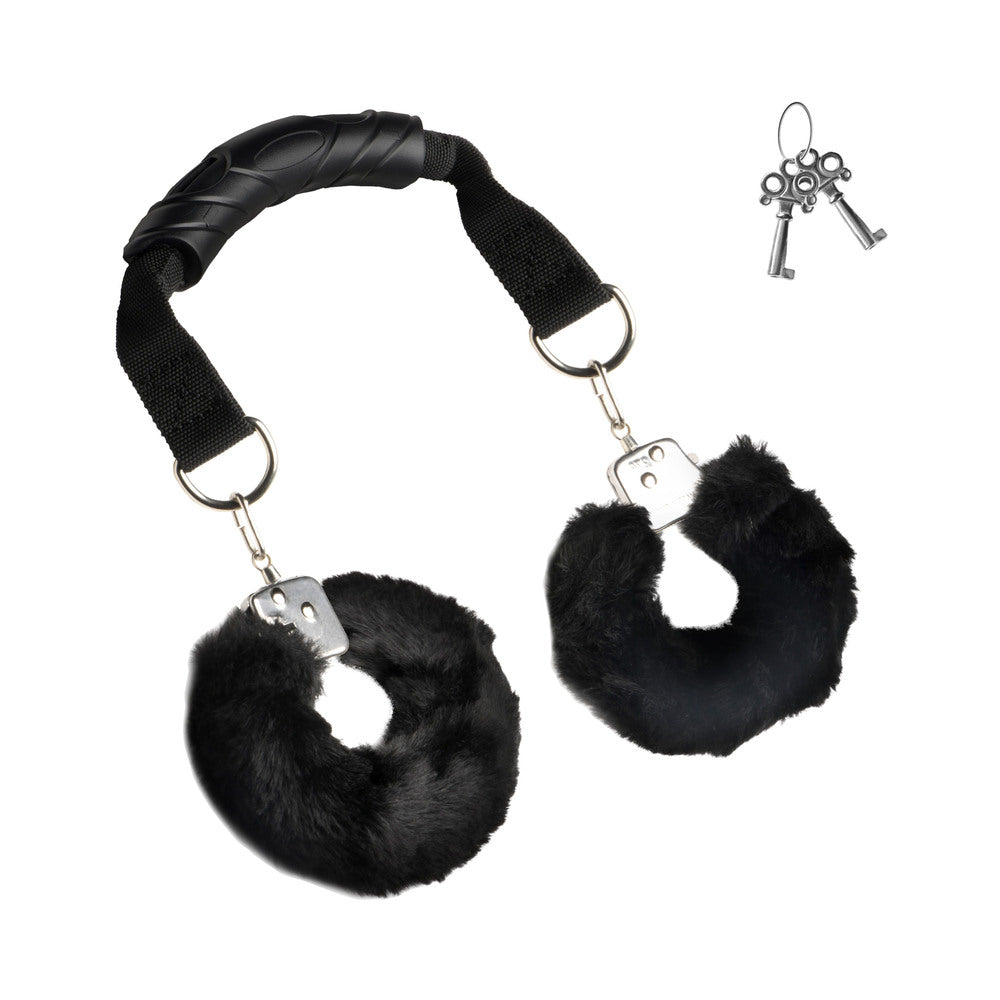XR BRANDS - MASTER SERIES FURRY HANDCUFFS WITH HANDLE