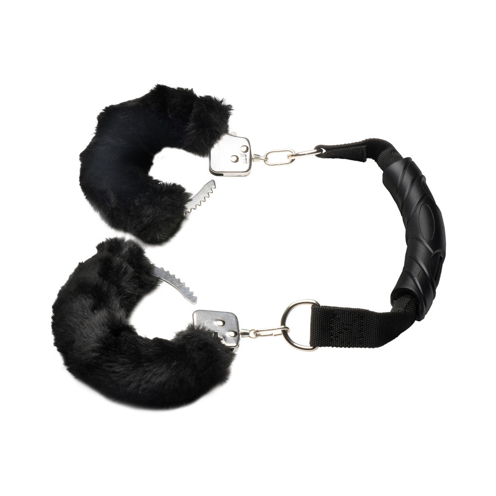 XR BRANDS - MASTER SERIES FURRY HANDCUFFS WITH HANDLE