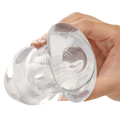 XR BRANDS - MASTER SERIES DICKED CLEAR HOLLOW ANAL PLUG LARGE