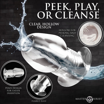 XR BRANDS - MASTER SERIES DICKED CLEAR HOLLOW ANAL PLUG LARGE