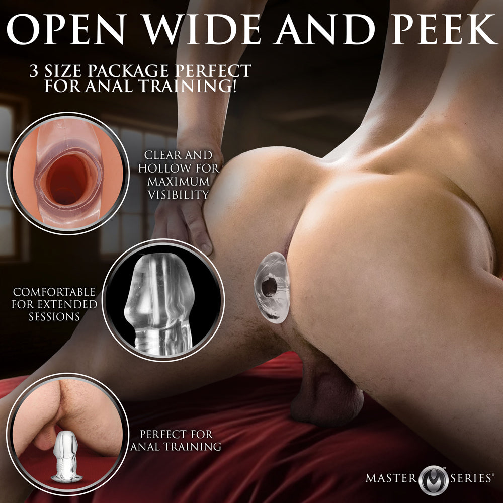 XR BRANDS - MASTER SERIES DICKED CLEAR HOLLOW ANAL PLUG LARGE