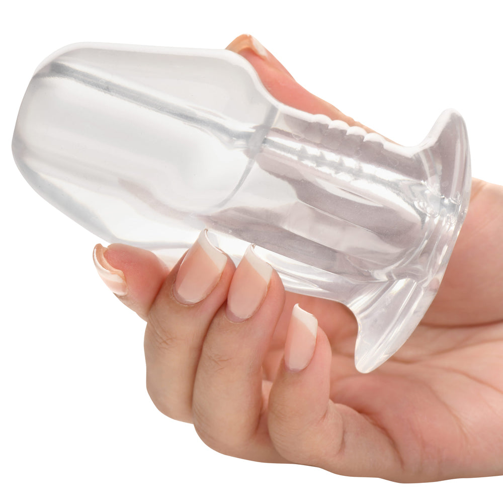 XR BRANDS - MASTER SERIES DICKED CLEAR HOLLOW ANAL PLUG MEDIUM