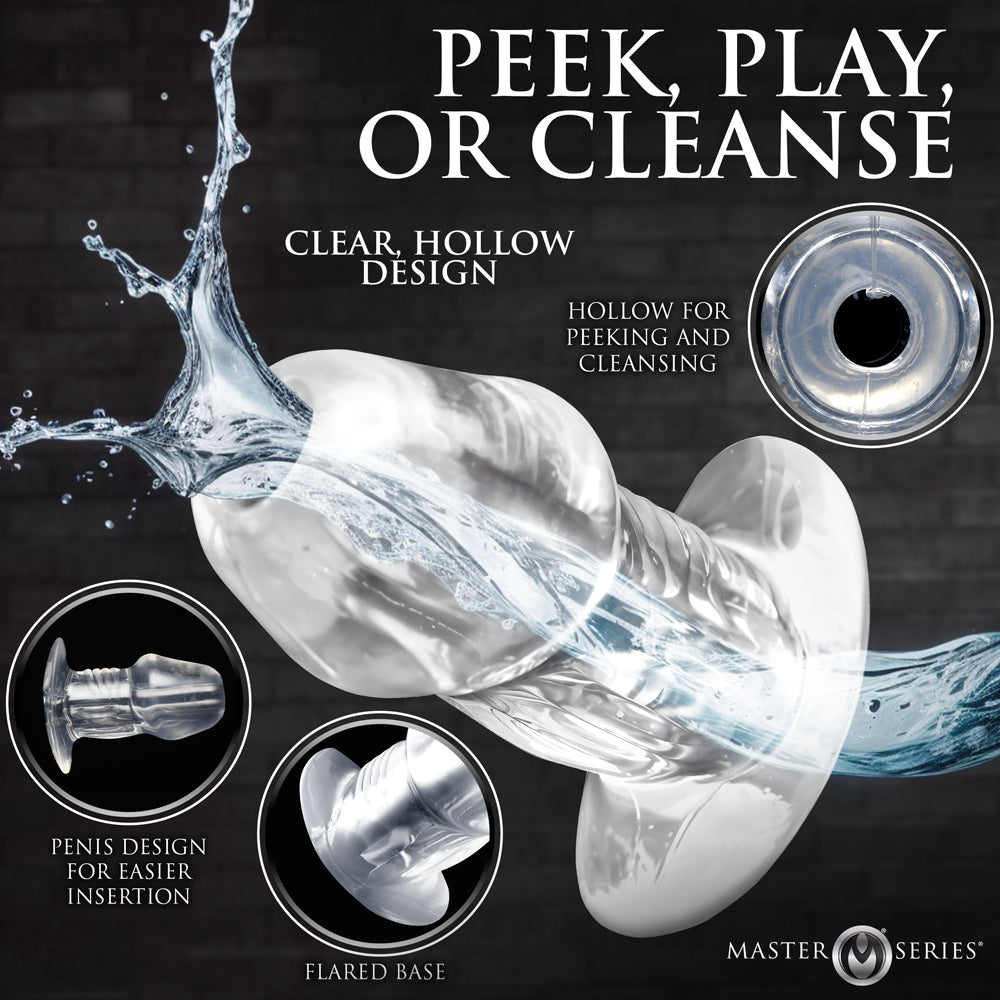 XR BRANDS - MASTER SERIES DICKED CLEAR HOLLOW ANAL PLUG MEDIUM