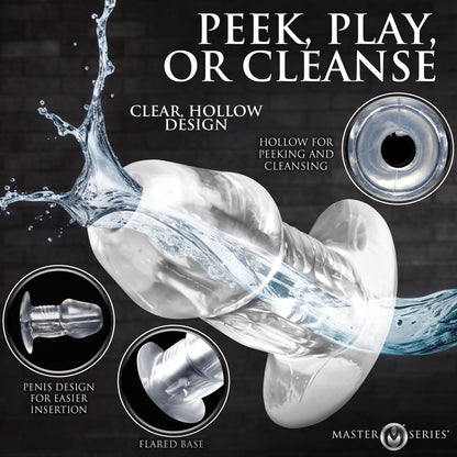 XR BRANDS - MASTER SERIES DICKED CLEAR HOLLOW ANAL PLUG MEDIUM