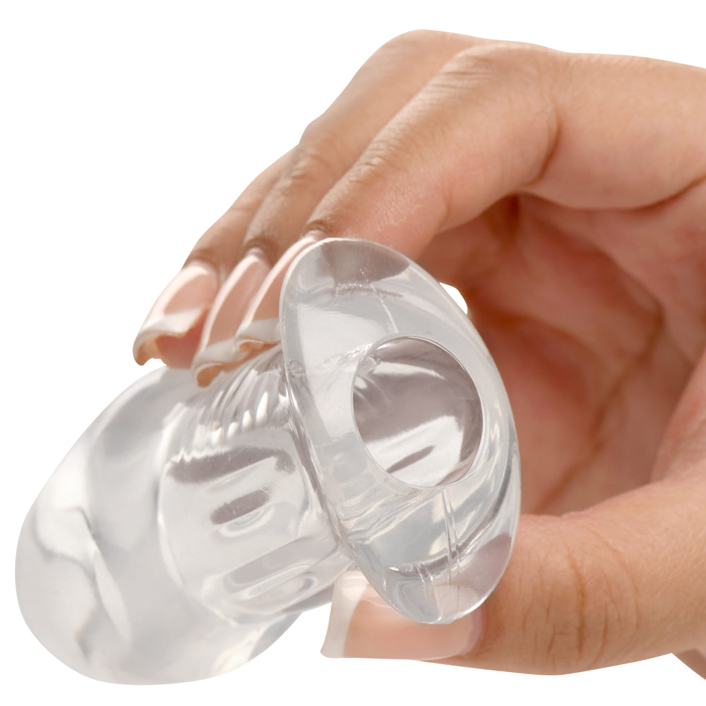 XR BRANDS - MASTER SERIES DICKED CLEAR HOLLOW ANAL PLUG SMALL