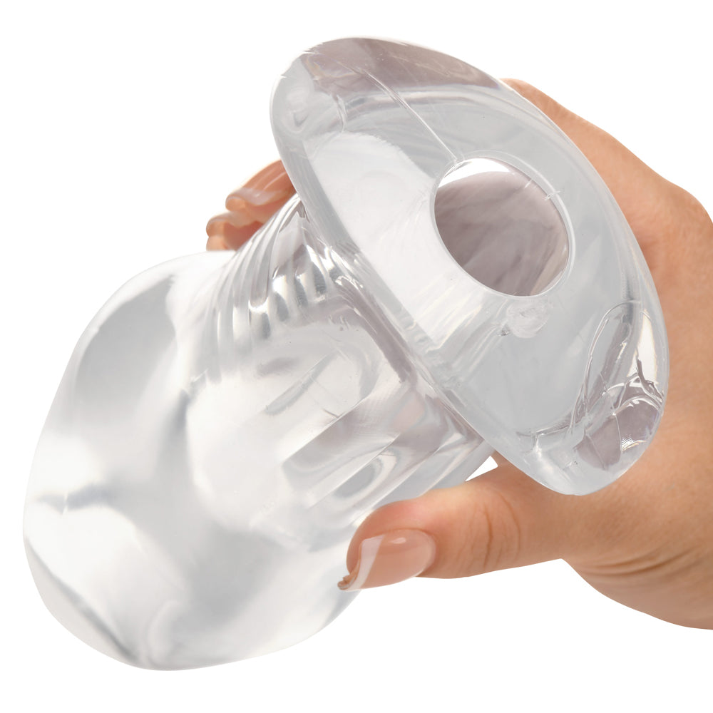 XR BRANDS - MASTER SERIES DICKED CLEAR HOLLOW ANAL PLUG XLARGE