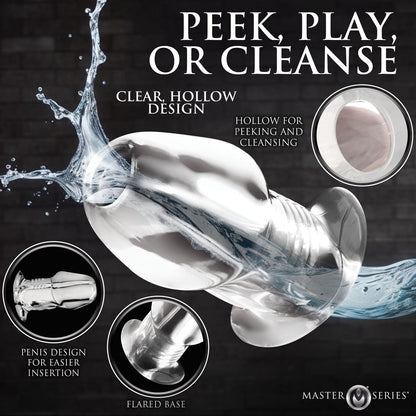 XR BRANDS - MASTER SERIES DICKED CLEAR HOLLOW ANAL PLUG XLARGE
