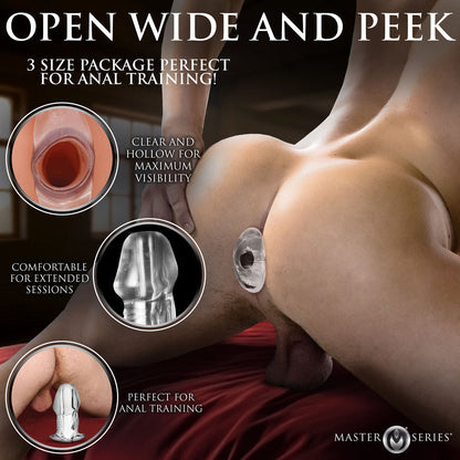 XR BRANDS - MASTER SERIES DICKED CLEAR HOLLOW ANAL PLUG XLARGE