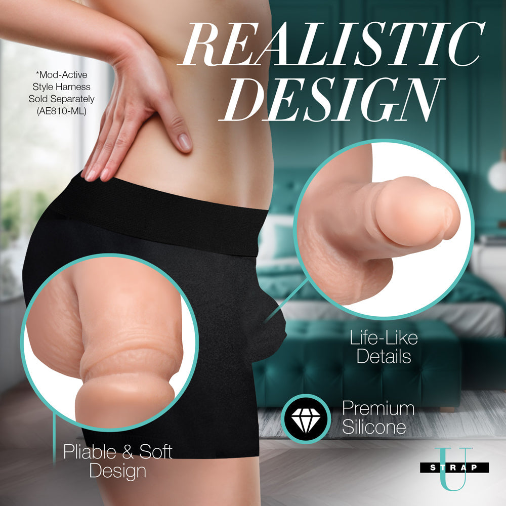 XR BRANDS - STRAP U 3.6 IN. SILICONE PACKER DILDO LIGHT