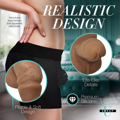 STRAP U 3.6 IN. SILICONE PACKER DILDO MEDIUM