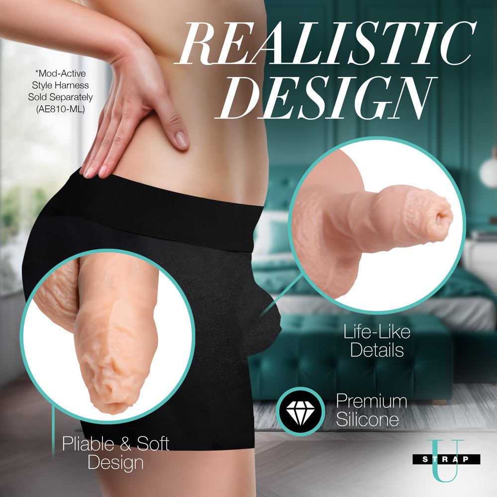 XR BRANDS - STRAP U 5.1 IN. UNCUT SILICONE PACKER DILDO LIGHT