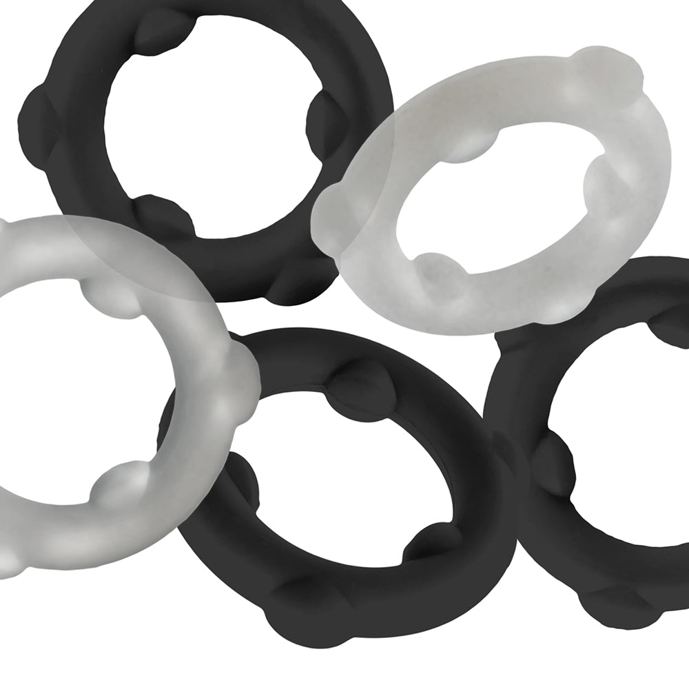 OXBALLS GEARHEADS 5-PACK SPINNER RINGS BLACK/VAPOR