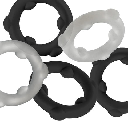 OXBALLS GEARHEADS 5-PACK SPINNER RINGS BLACK/VAPOR