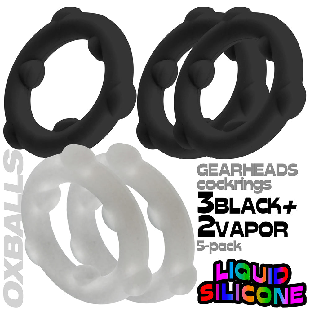 OXBALLS GEARHEADS 5-PACK SPINNER RINGS BLACK/VAPOR