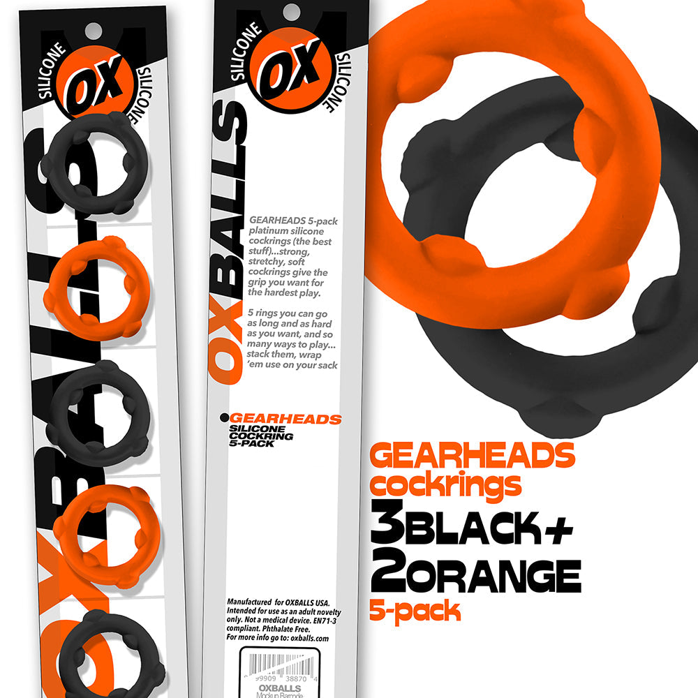 OXBALLS - ANILLOS GIRATORIOS GEARHEADS PAQUETE DE 5 NARANJA/NEGRO