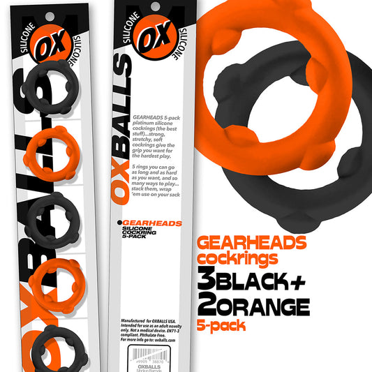 OXBALLS GEARHEADS 5-PACK SPINNER RINGS ORANGE/BLACK