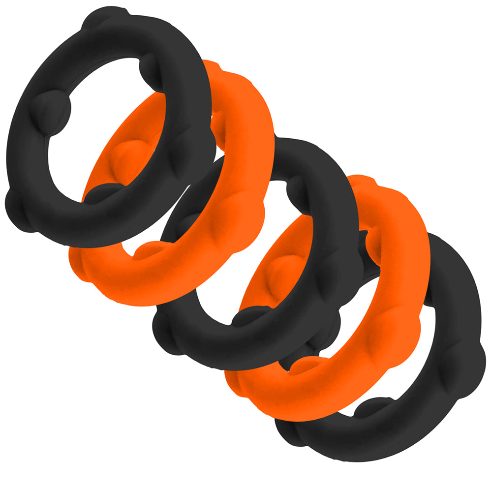 OXBALLS GEARHEADS 5-PACK SPINNER RINGS ORANGE/BLACK