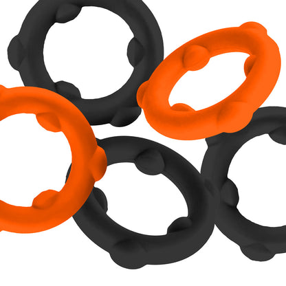 OXBALLS GEARHEADS 5-PACK SPINNER RINGS ORANGE/BLACK