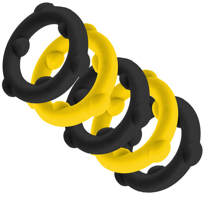 OXBALLS GEARHEADS 5-PACK SPINNER RINGS YELLOW/BLACK