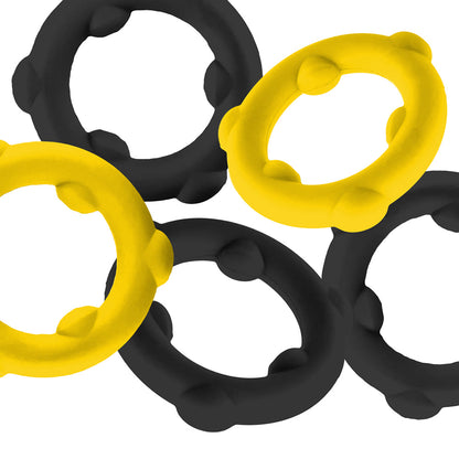 OXBALLS GEARHEADS 5-PACK SPINNER RINGS YELLOW/BLACK