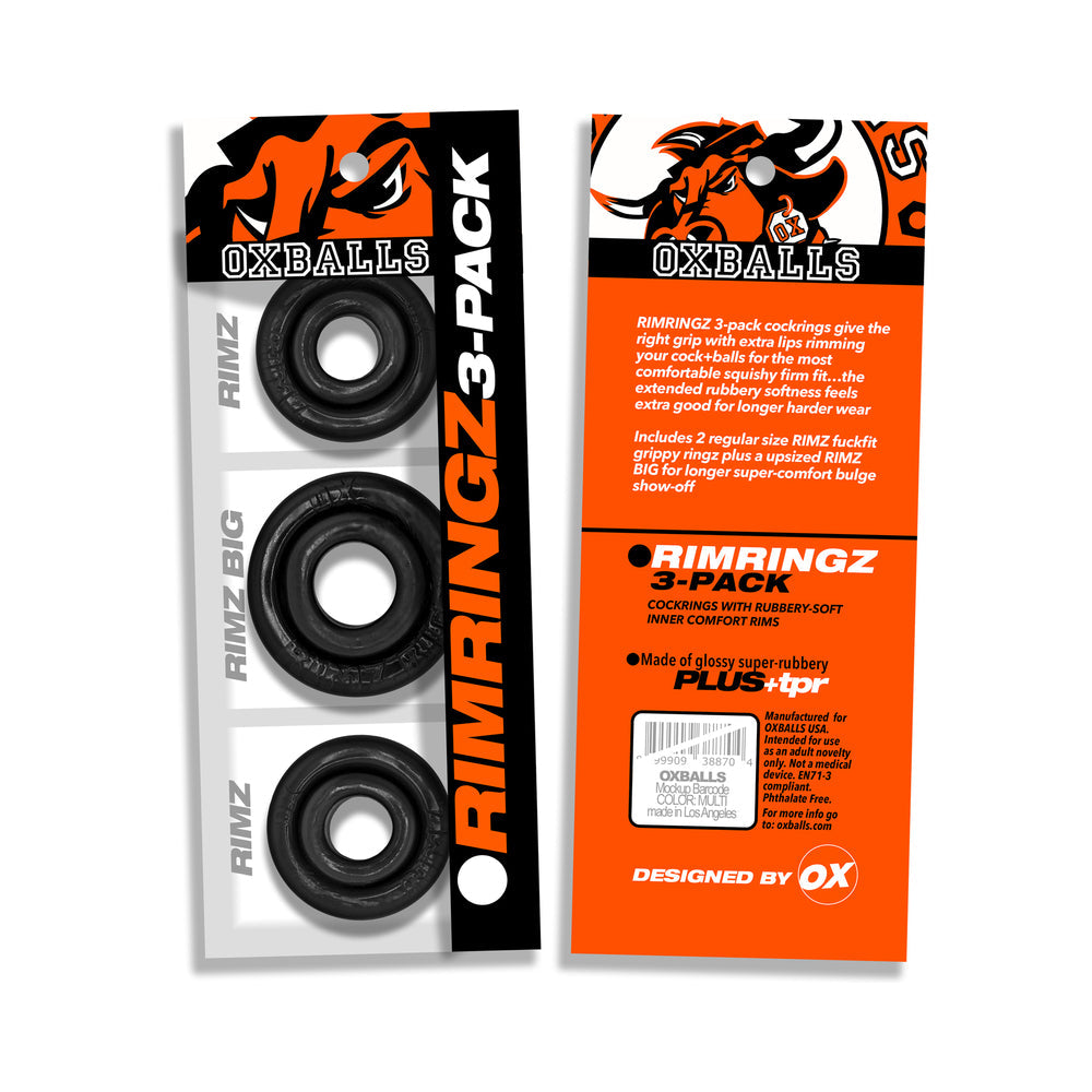 OXBALLS - RIMRINGZ MULTI SIZE 3-PACK BLACK