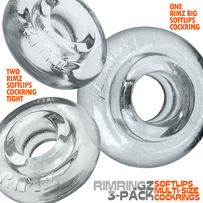 OXBALLS - RIMRINGZ MULTI SIZE 3-PACK CLEAR