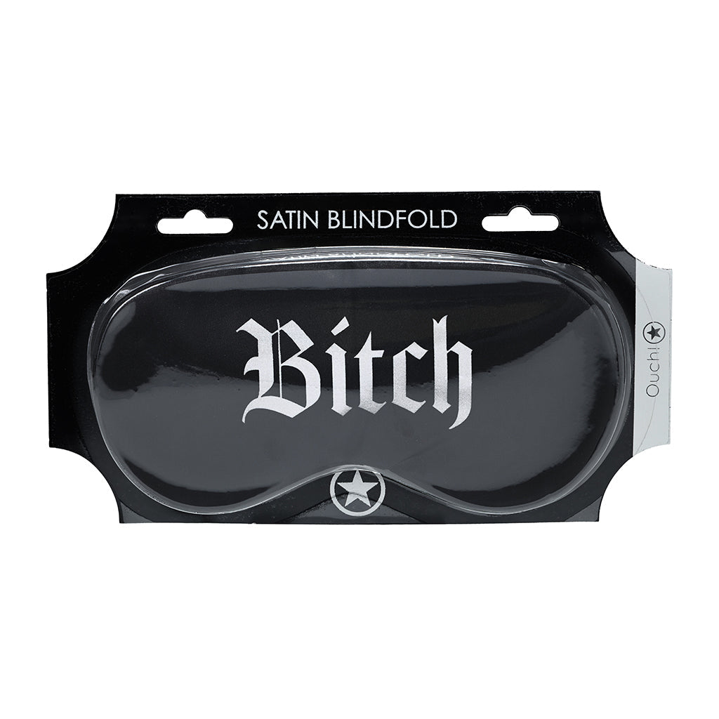 OUCH! BITCH PRINTED MASK SATIN BLACK