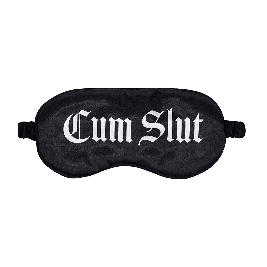 OUCH! CUM SLUT PRINTED MASK SATIN BLACK