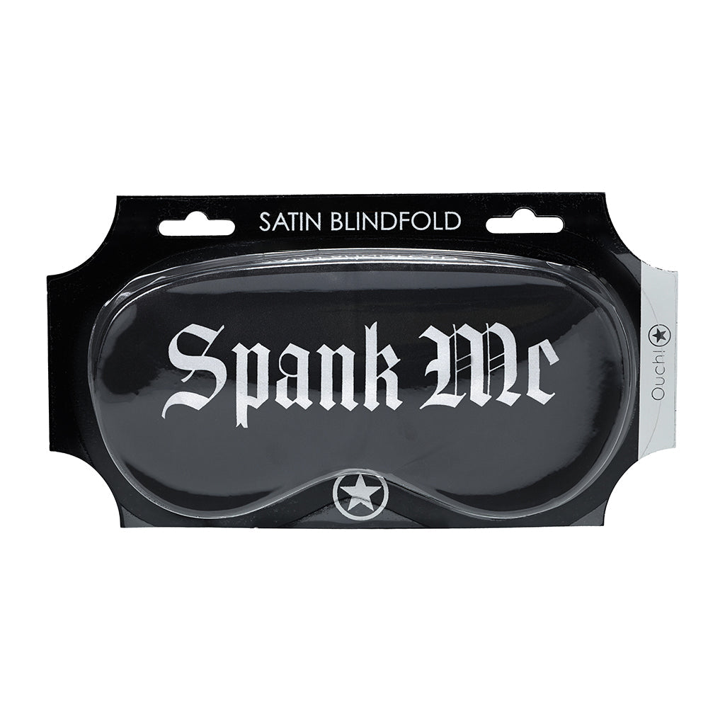 OUCH! SPANK ME PRINTED MASK SATIN BLACK