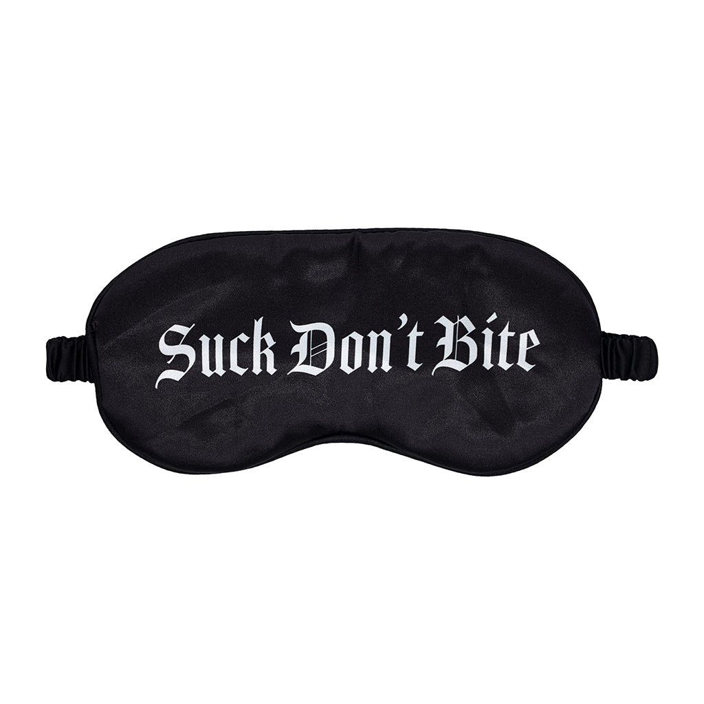 OUCH! SUCK DON''T BITE PRINTED MASK SATIN BLACK