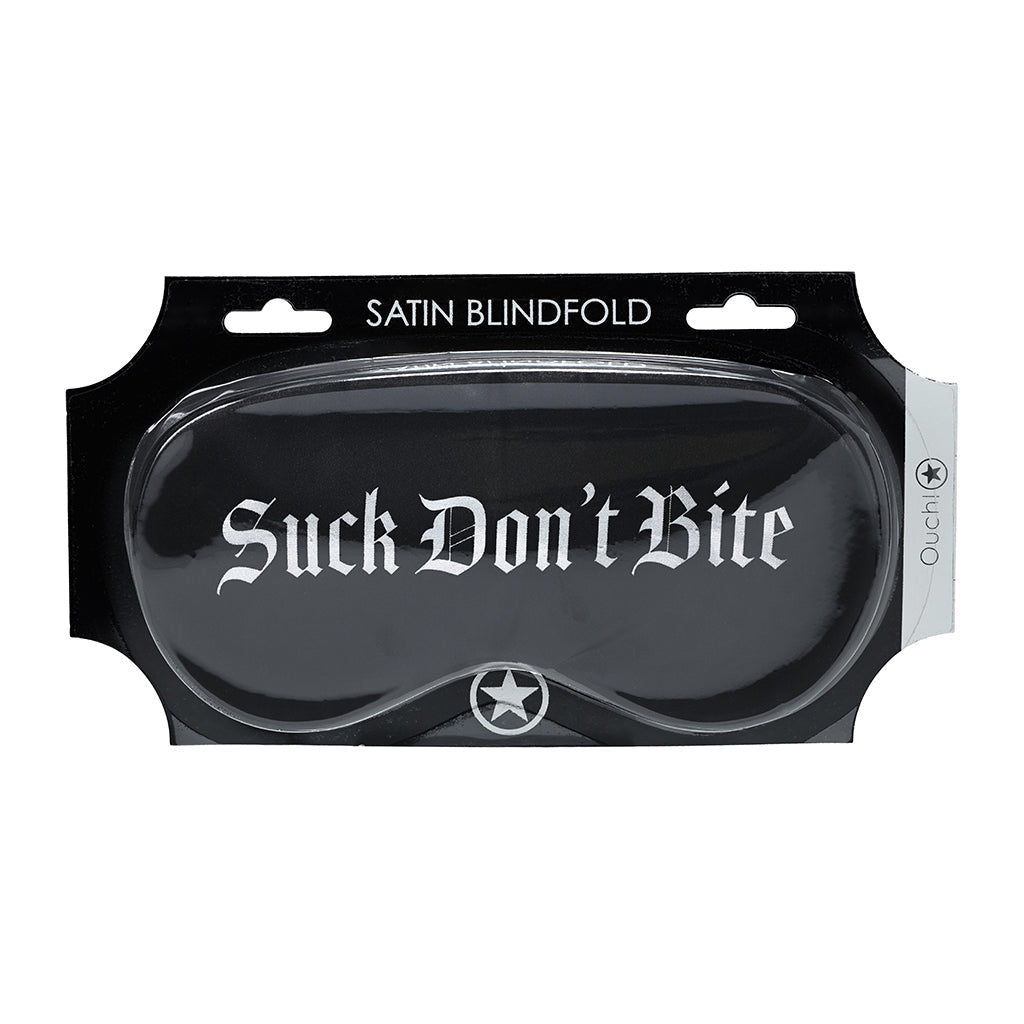 OUCH! SUCK DON''T BITE PRINTED MASK SATIN BLACK