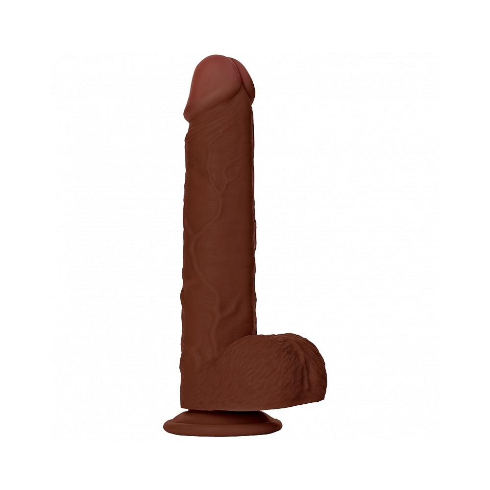 SHOTS - REALROCK 8 IN. COCK WITH BALLS STRAIGHT BROWN