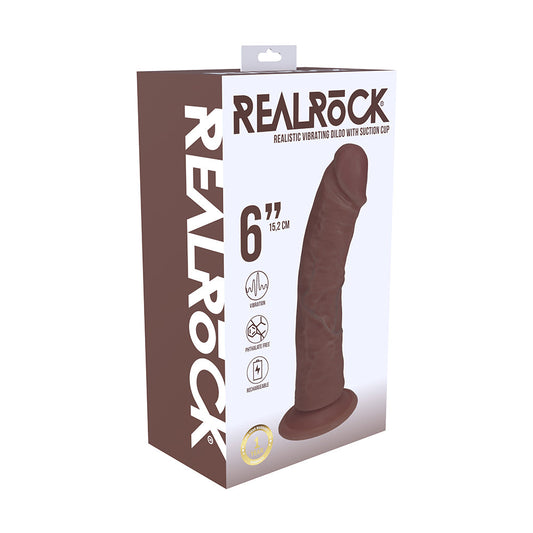 SHOTS - REALROCK 6 IN. VIBRATING COCK CURVED BROWN