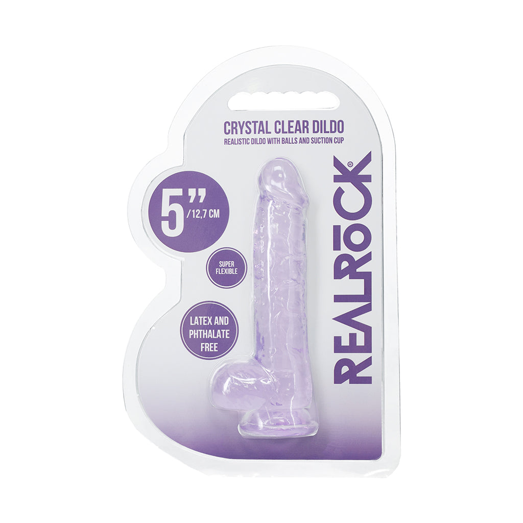 REALROCK REALISTIC 5 IN. DILDO WITH BALLS PURPLE