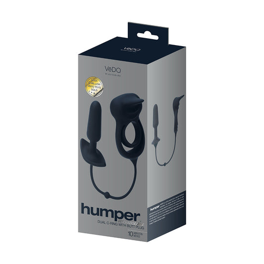 VEDO - HUMPER RECHARGEABLE DUAL C-RING WITH ANAL PLUG BLACK