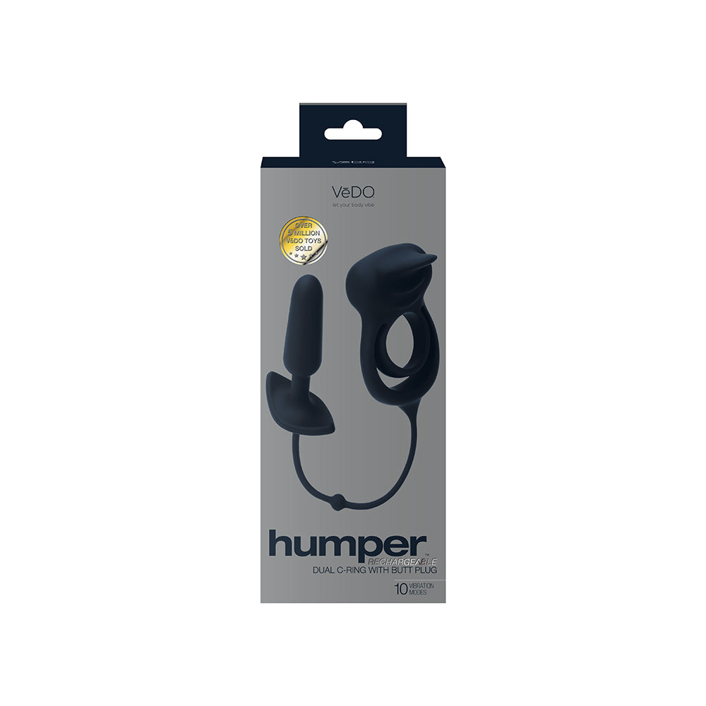 VEDO - HUMPER RECHARGEABLE DUAL C-RING WITH ANAL PLUG BLACK